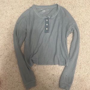 Waffle long sleeve button shirt